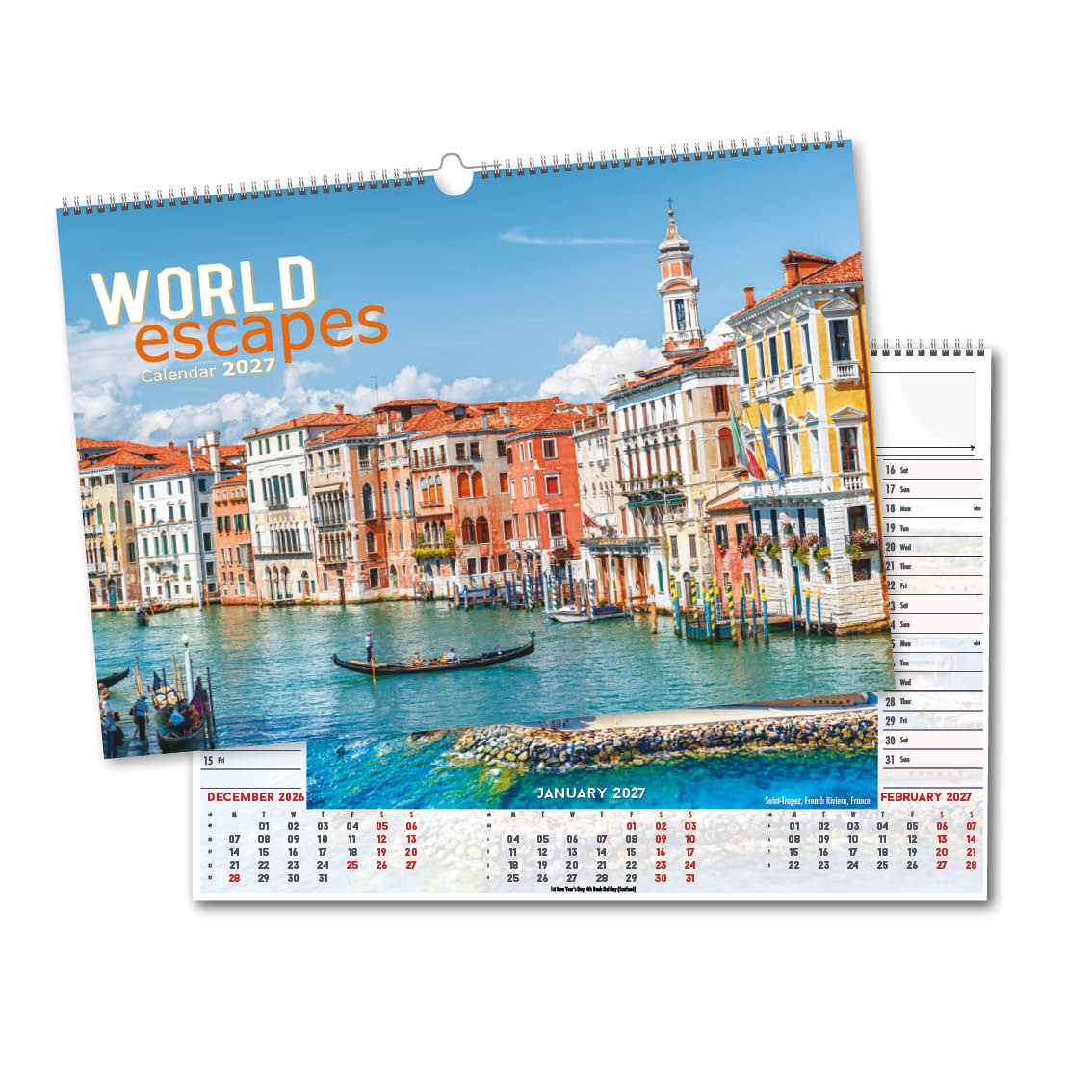 World Escapes Landscape Wall Calendar