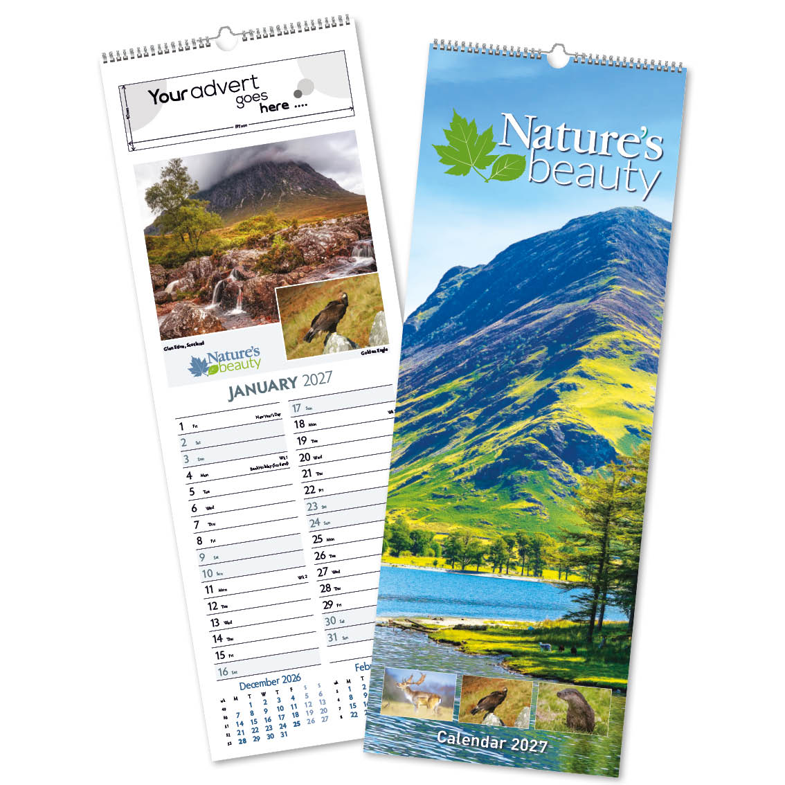 Nature’s Beauty Slimline Wall Calendar