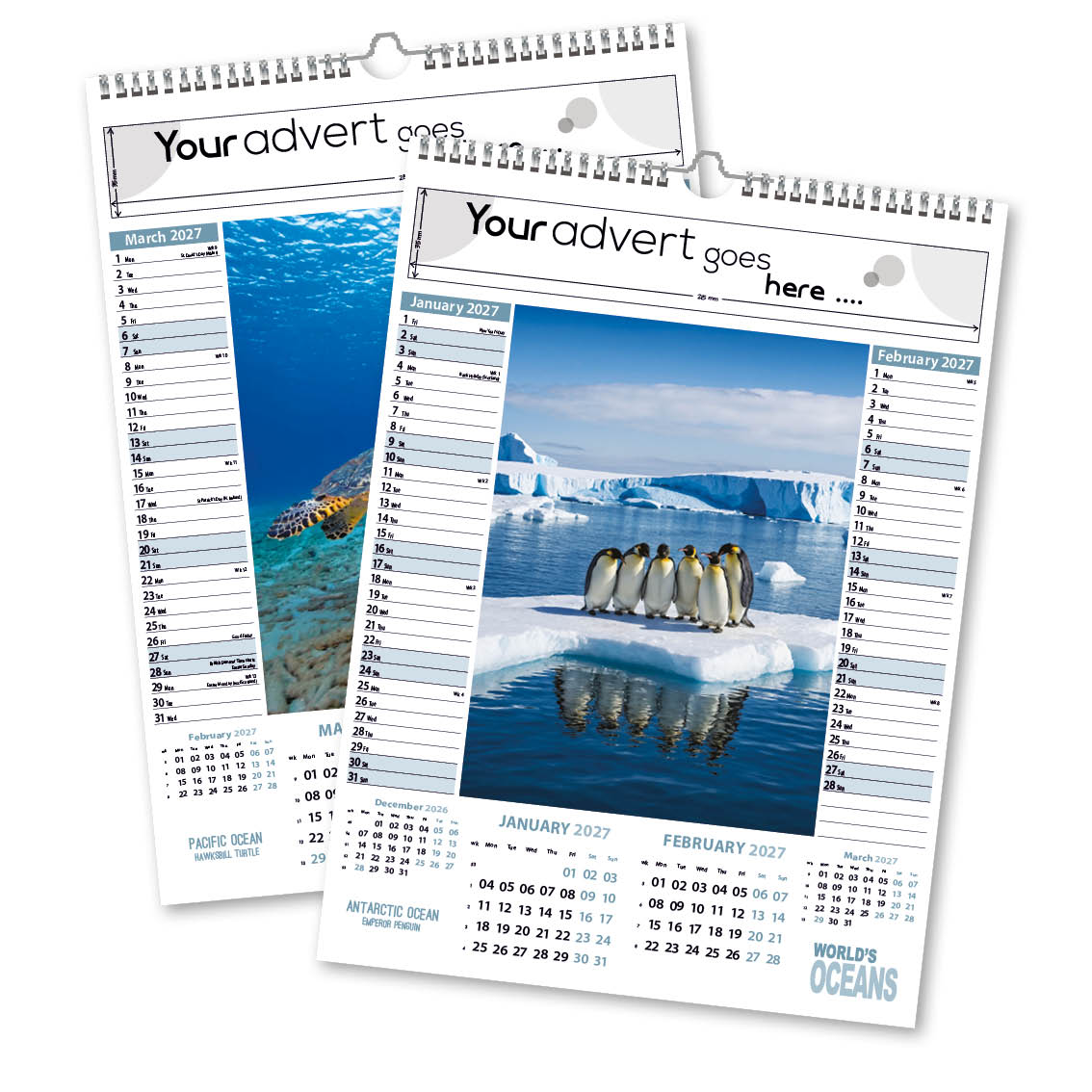 World’s Oceans 6 Leaf Mini Memo Calendar