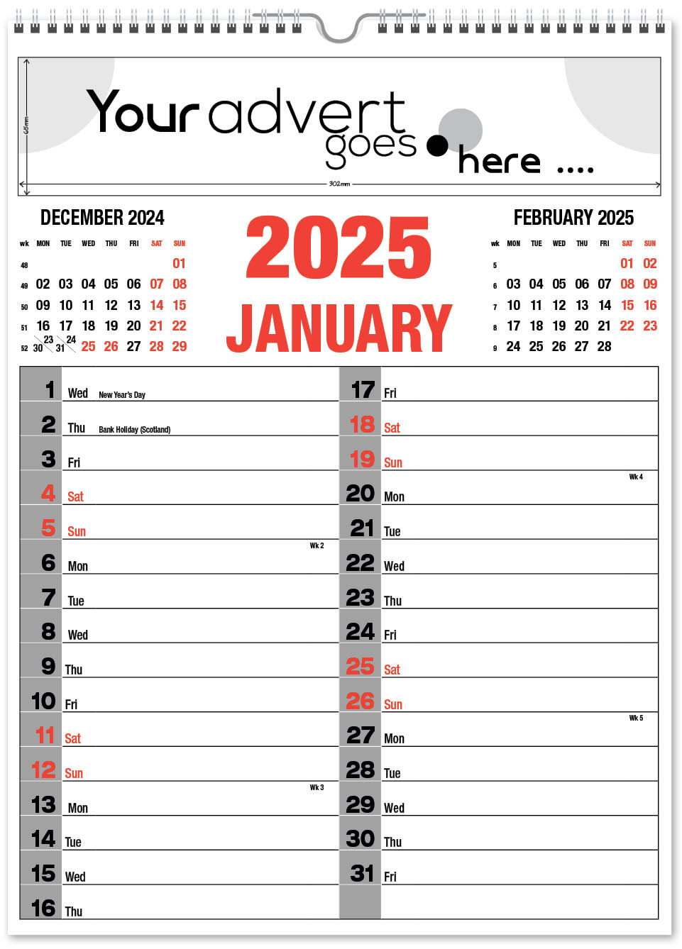 Commercial Memo Wall Calendar 2025 Think Promote