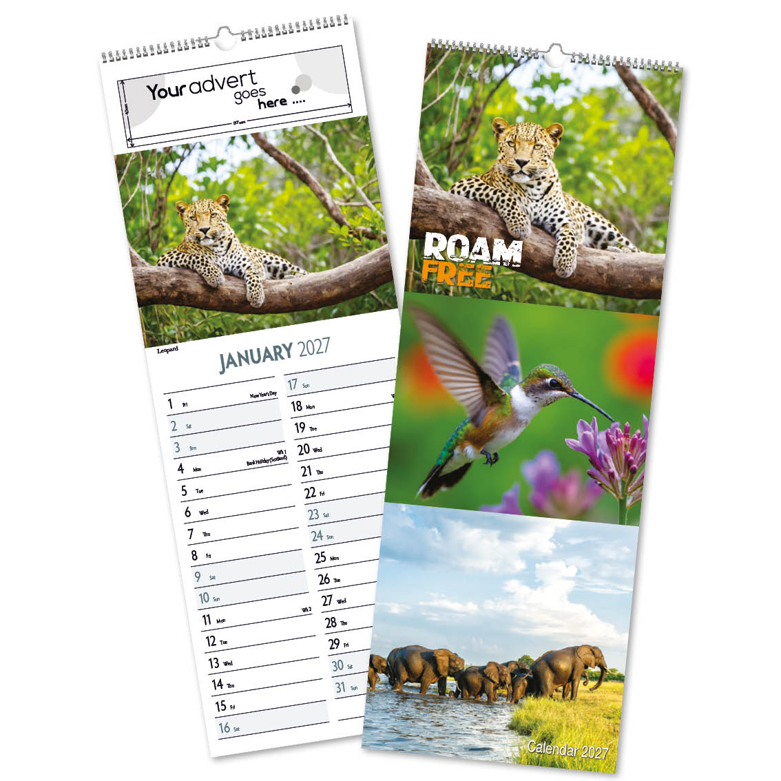 Roam Free Slimline DiGi Wall Calendar