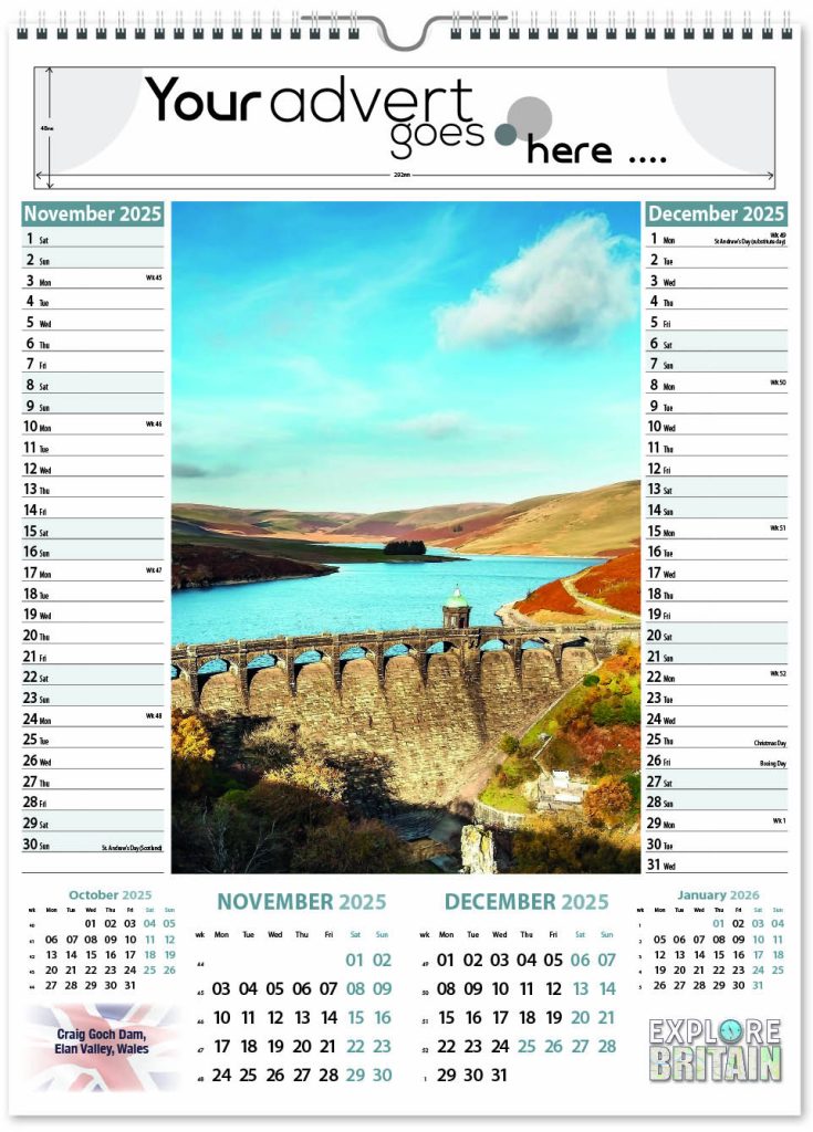 Explore Britain Memo Wall Calendar 2025 Think Promote