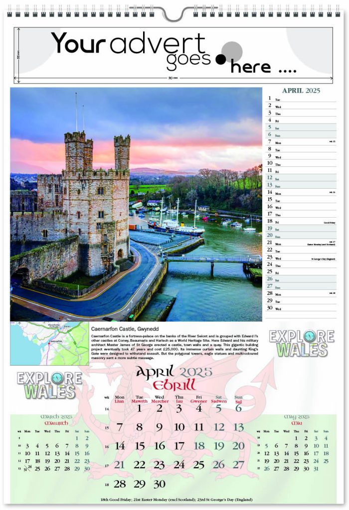 Explore Wales Wall Calendar 2025 Think Promote