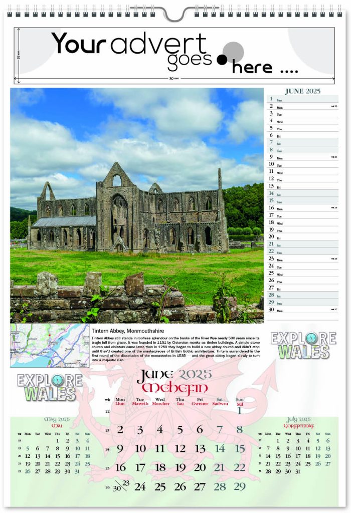 Explore Wales Wall Calendar 2025 Think Promote