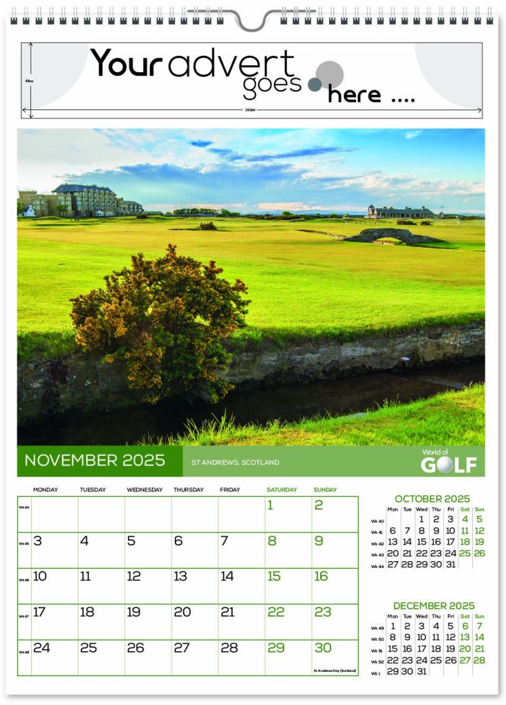 World of Golf Wall Calendar 2025 Think Promote