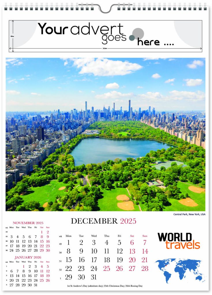 World Travels Wall Calendar 2025 Think Promote