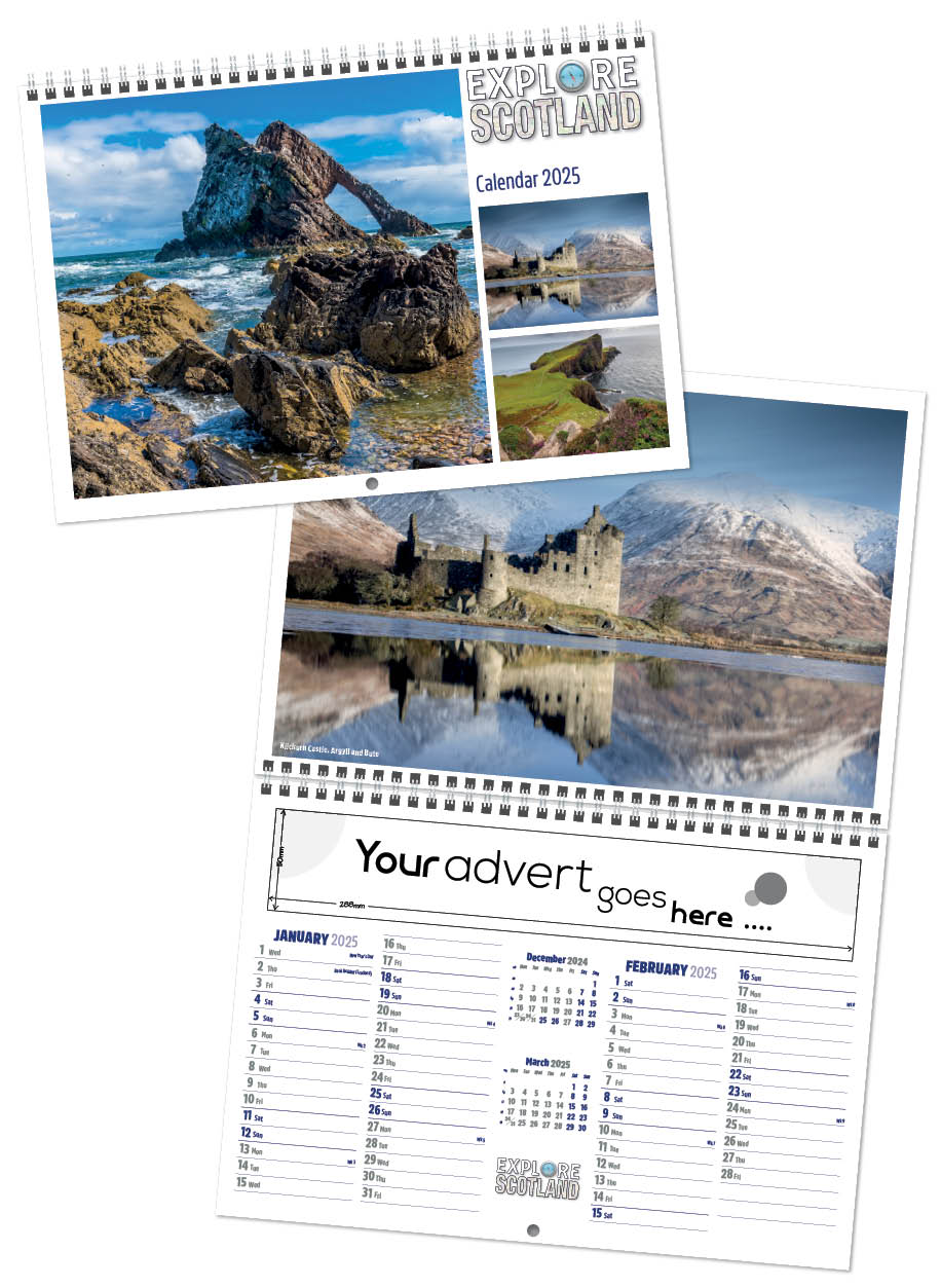 Explore Scotland Central Wiro Wall Calendar 2025 - Think Promote