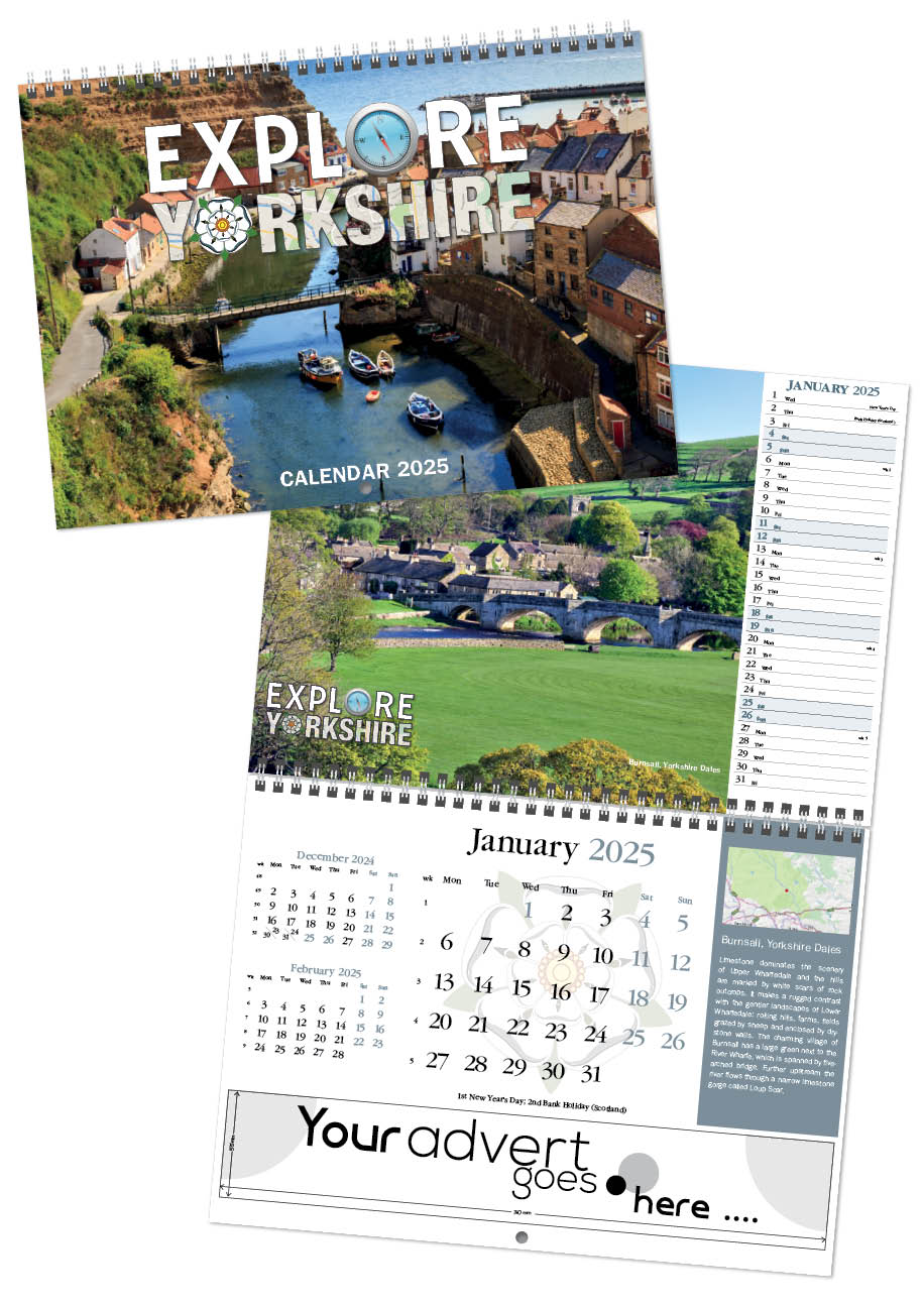 Explore Yorkshire Deluxe Central Wiro Wall Calendar 2025 Think Promote