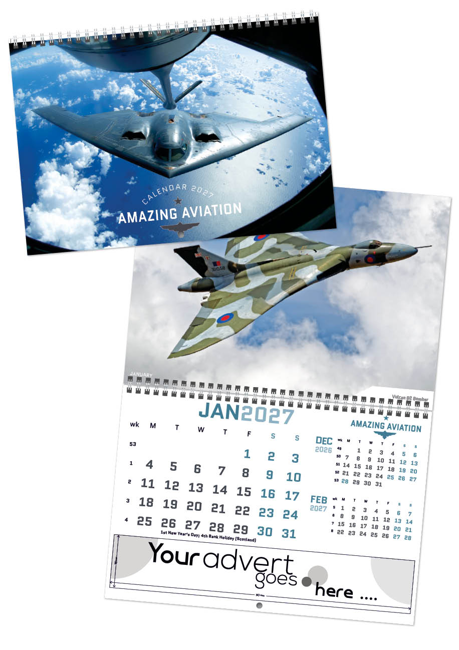 Amazing Aviation Deluxe Central Wiro Wall Calendar