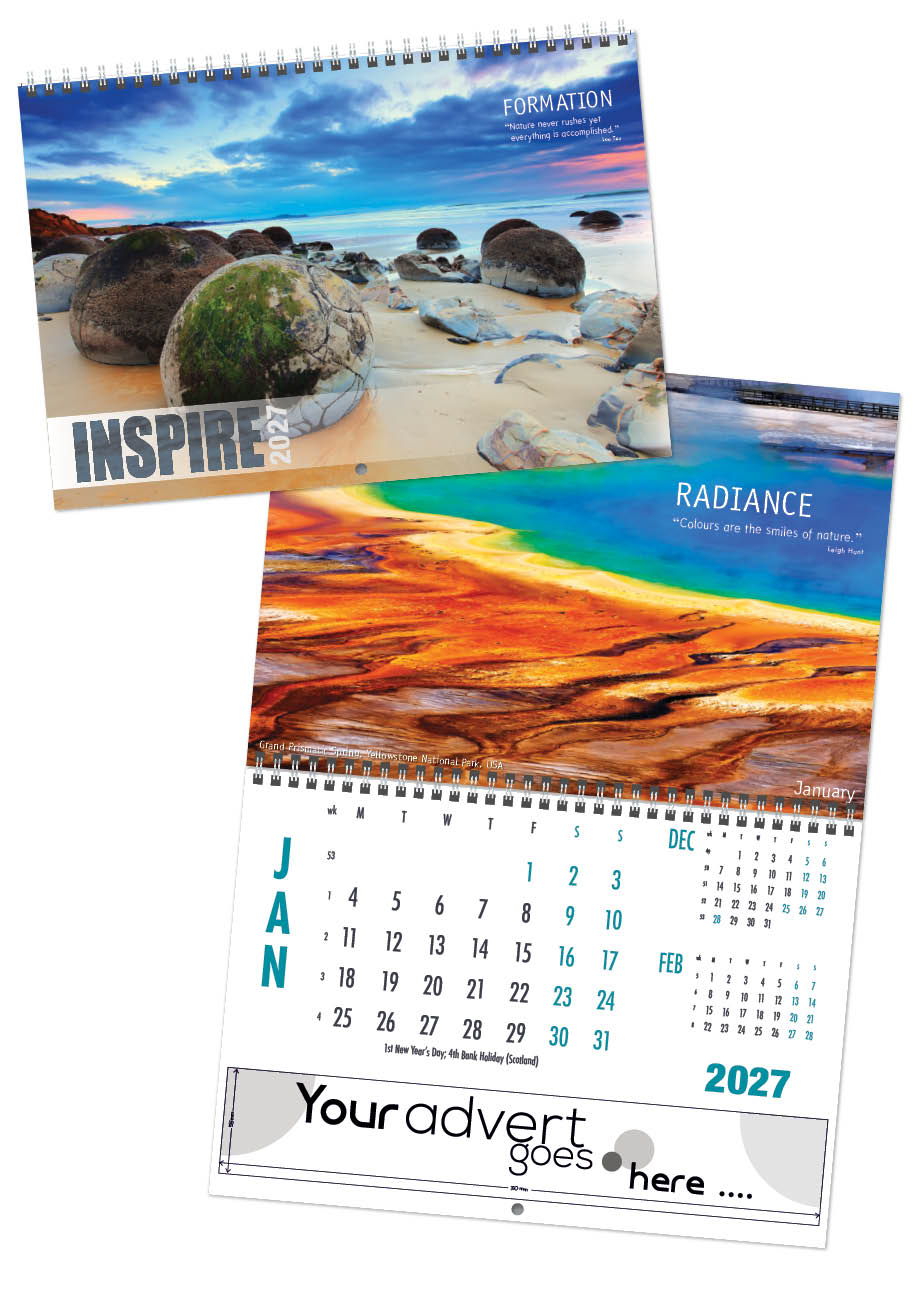Inspire Deluxe Central Wiro Wall Calendar