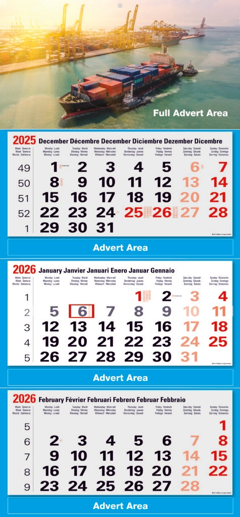 Junior Shipping Calendar 690x320mm template generic