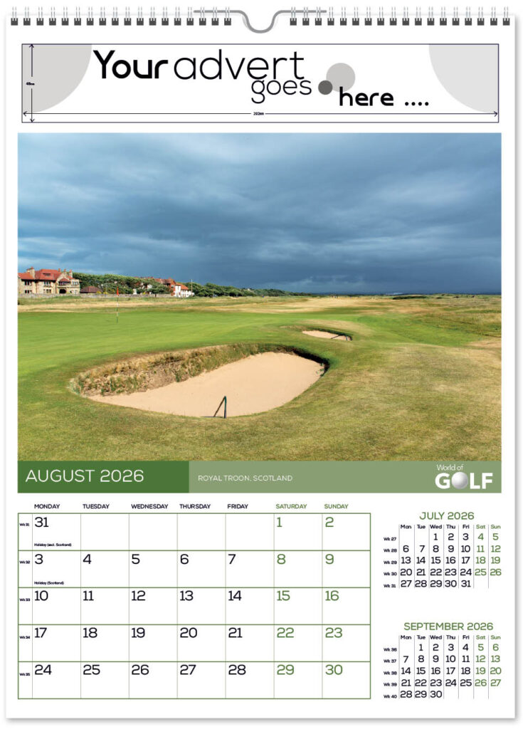 World of Golf Wall Calendar 2026 Think Promote