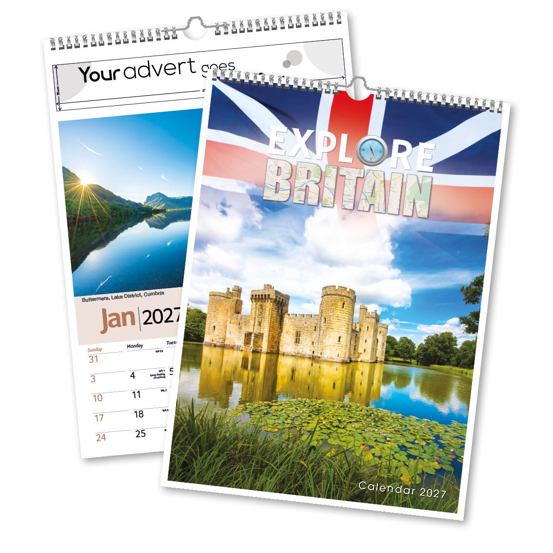 Explore Britain 13 Leaf Mini Memo Calendar – Option 2