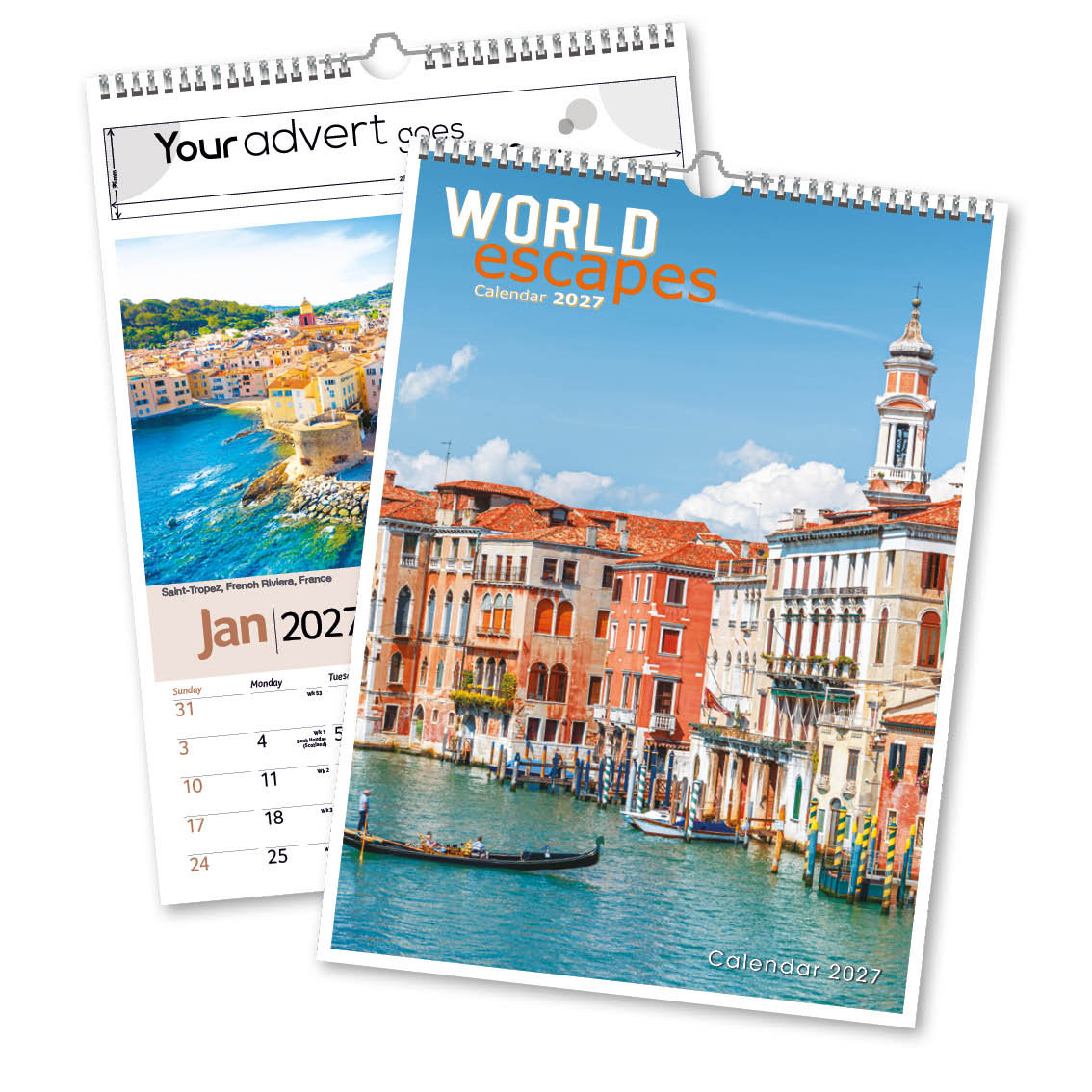 World Escapes 13 Leaf Mini Memo Calendar – Option 2
